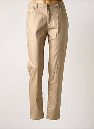 Pantalon slim tissage popeline taille normale beige EVA KAYAN femme