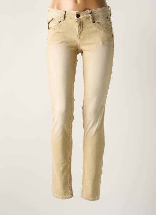 Jeans coupe slim beige FREEMAN T.PORTER pour femme