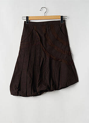 Jupe mi-longue doublure textile marron 2 TWO femme