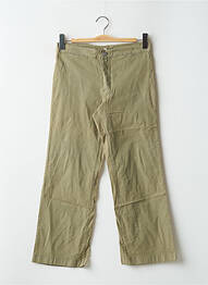 Pantalon droit tissage popeline taille normale vert CIMARRON femme