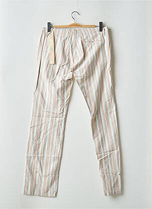 Pantalon droit fermeture zippée sous rabat boutonné taille basse beige MOGUL femme