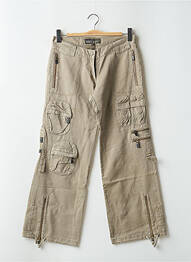 Pantalon cargo fermeture zippée sous rabat pressionné taille normale vert RWD femme