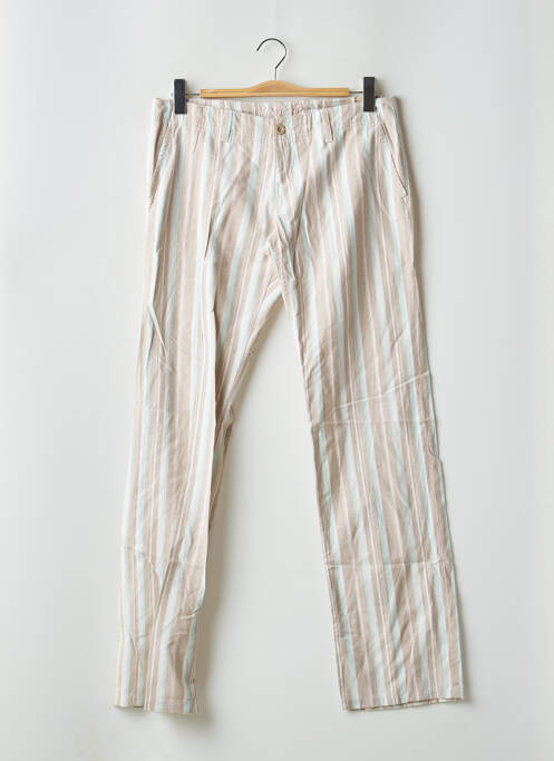 Pantalon droit fermeture zippée sous rabat boutonné taille basse beige MOGUL femme