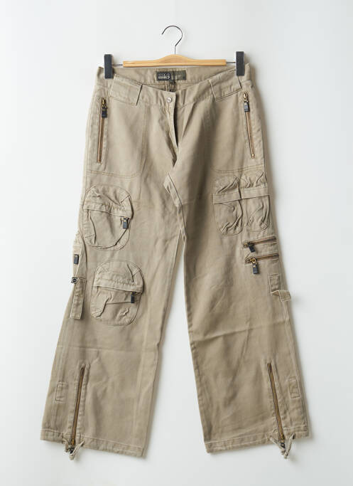 Pantalon cargo fermeture zippée sous rabat pressionné taille normale vert RWD femme