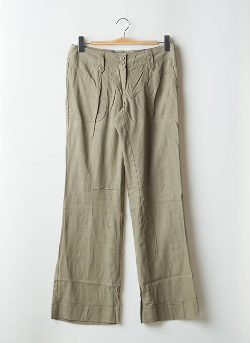 Pantalon large fermeture zippée sous rabat boutonné taille basse vert VERO MODA femme