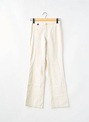 Pantalon droit fermeture zippée sous rabat boutonné taille normale beige SCHOOL RAG femme