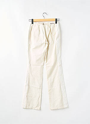 Pantalon droit fermeture zippée sous rabat boutonné taille normale beige SCHOOL RAG femme