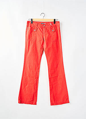Pantalon droit fermeture zippée sous rabat boutonné taille normale rouge TEDDY SMITH femme
