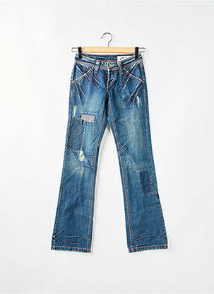 Jean coupe flare effet usé délavé taille normale bleu TEDDY SMITH femme