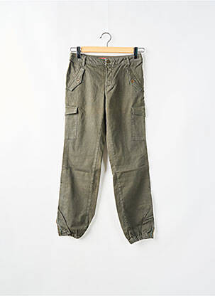 Pantalon droit fermeture zippée sous rabat boutonné taille basse vert TEDDY SMITH femme