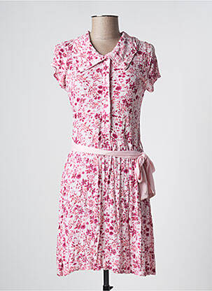 Robe mi-longue imprimé fleurs manches courtes rose SUPERDRY femme