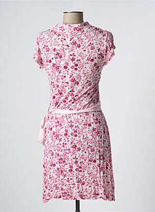Robe mi-longue imprimé fleurs manches courtes rose SUPERDRY femme
