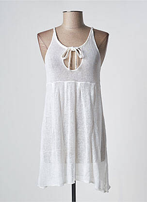 Robe mi-longue coupe fluide sans manche blanc KILL DEAL femme
