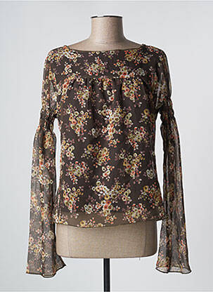 Top tissage crêpe manches longues vert CHEYENNE femme