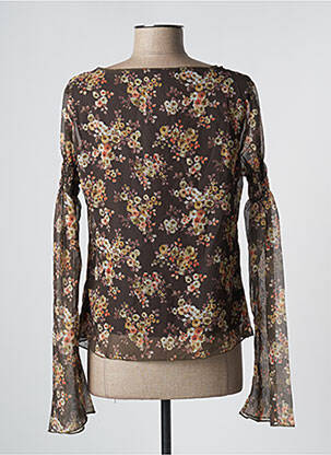 Top tissage crêpe manches longues vert CHEYENNE femme