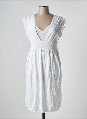 Robe mi-longue manches courtes manches courtes blanc HEL-S femme