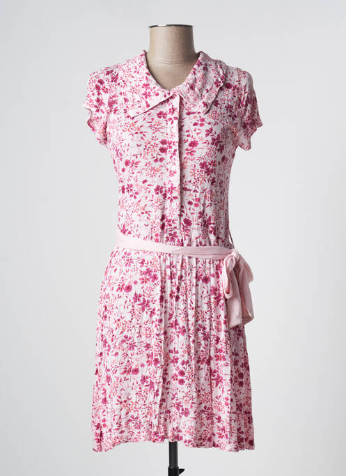 Robe mi-longue coupe fluide manches courtes rose SUPERDRY femme