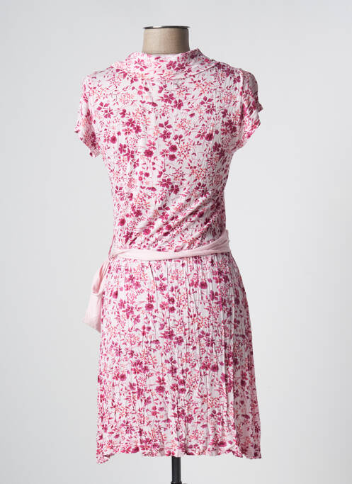 Robe mi-longue coupe fluide manches courtes rose SUPERDRY femme