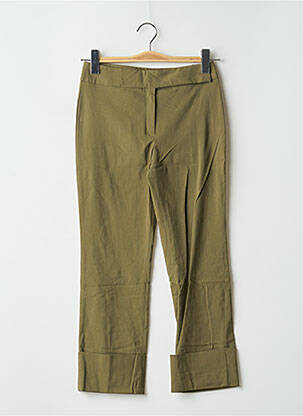 Pantalon droit fermeture zippée sous rabat avec crochet vert LA CITY femme