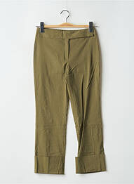 Pantalon droit fermeture zippée sous rabat avec crochet vert LA CITY femme