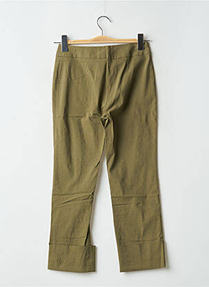 Pantalon droit fermeture zippée sous rabat avec crochet vert LA CITY femme