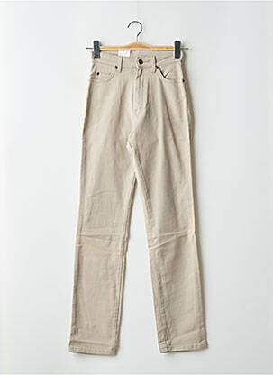 Pantalon droit fermeture zippée sous rabat boutonné beige LEE femme