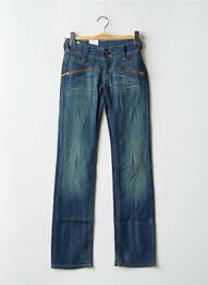 Pantalon droit fermeture zippée sous rabat boutonné bleu LEVIS femme