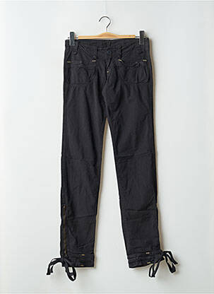 Pantalon droit fermeture zippée sous rabat boutonné noir LE TEMPS DES CERISES femme