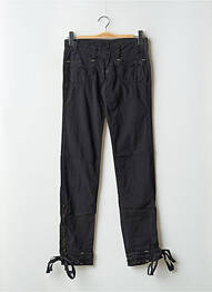 Pantalon droit fermeture zippée sous rabat boutonné noir LE TEMPS DES CERISES femme