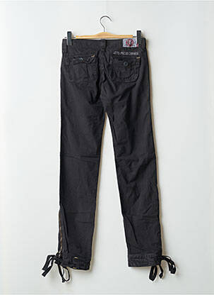 Pantalon droit fermeture zippée sous rabat boutonné noir LE TEMPS DES CERISES femme