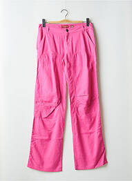 Pantalon droit fermeture zippée sous rabat boutonné rose MAGGIE femme