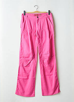 Pantalon droit fermeture zippée sous rabat boutonné rose MAGGIE femme