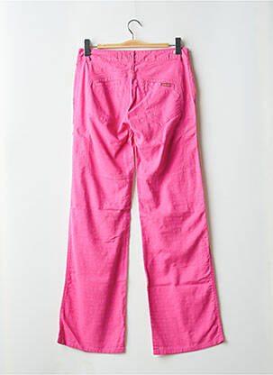 Pantalon droit fermeture zippée sous rabat boutonné rose MAGGIE femme