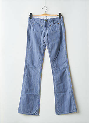 Pantalon droit fermeture zippée sous rabat boutonné bleu MELTIN'POT femme