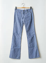 Pantalon droit fermeture zippée sous rabat boutonné bleu MELTIN'POT femme
