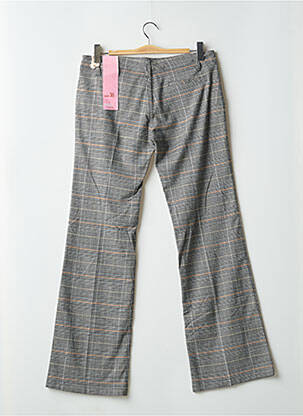 Pantalon droit fermeture zippée sous rabat boutonné gris MOGUL femme