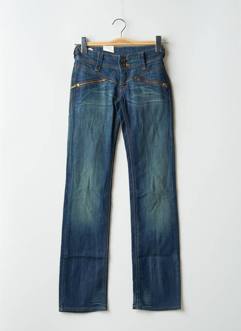 Pantalon droit fermeture zippée sous rabat boutonné bleu LEVIS femme