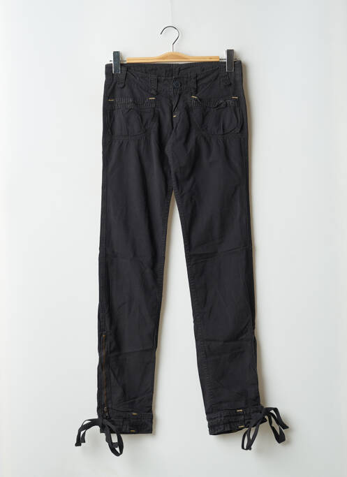 Pantalon droit fermeture zippée sous rabat boutonné noir LE TEMPS DES CERISES femme