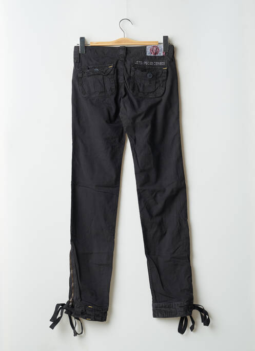 Pantalon droit fermeture zippée sous rabat boutonné noir LE TEMPS DES CERISES femme