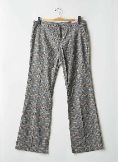 Pantalon droit fermeture zippée sous rabat boutonné gris MOGUL femme