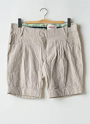 Short fermeture zippée sous rabat avec crochet taille basse beige ONLY femme