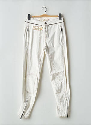 Pantalon 7/8 fermeture zippée sous rabat boutonné taille normale blanc SCHOOL RAG femme