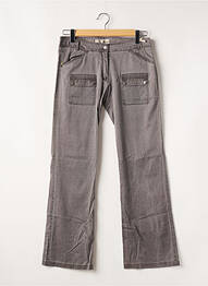 Pantalon droit fermeture zippée sous rabat boutonné gris SESSUN femme