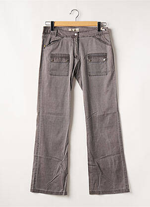 Pantalon droit fermeture zippée sous rabat boutonné gris SESSUN femme