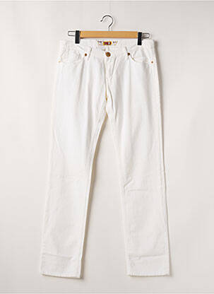 Pantalon droit fermeture zippée sous rabat boutonné blanc TAKE TWO femme