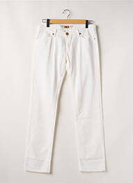 Pantalon droit fermeture zippée sous rabat boutonné blanc TAKE TWO femme