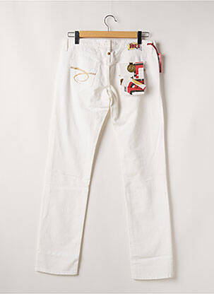 Pantalon droit fermeture zippée sous rabat boutonné blanc TAKE TWO femme