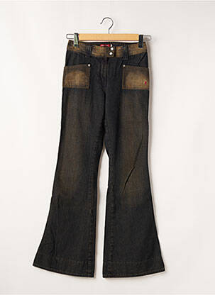 Pantalon droit fermeture zippée sous rabat boutonné bleu TEDDY SMITH femme