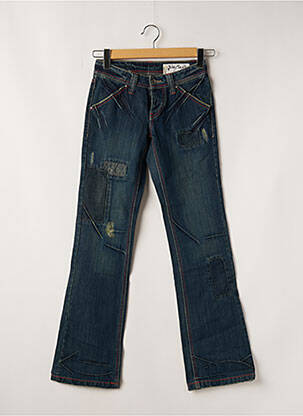 Jeans coupe droite effet usé taille normale bleu TEDDY SMITH femme