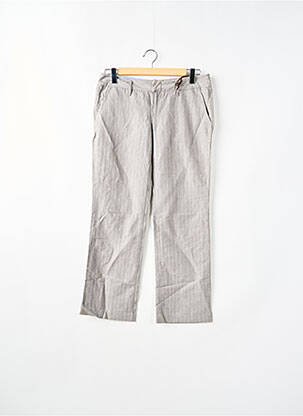 Pantalon droit fermeture zippée sous rabat boutonné taille normale gris DDP femme